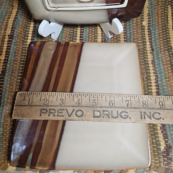 Retired Sango glazed stoneware Avanti Brown 8" square salad plate 4722 - Picture 2 of 6